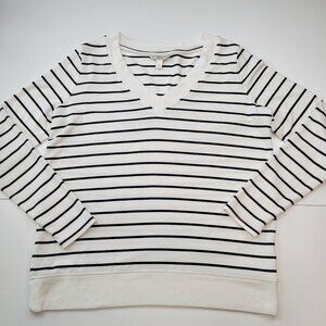 Banana Republic Striped Baby Terry Long Sleeve V-Neck Sweater